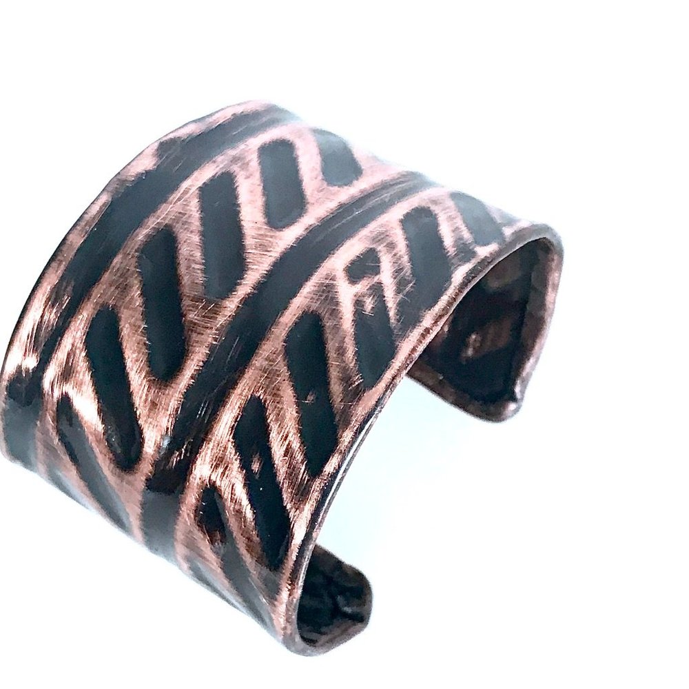 Industrial Pure Copper Cuff Bracelet Wide Bracelet Boho Minimalist Contemporary - Picture 12 of 14